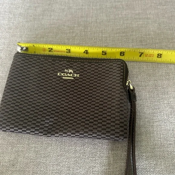 COACH Black Grey Zip Wristlet - Picture 2 of 4